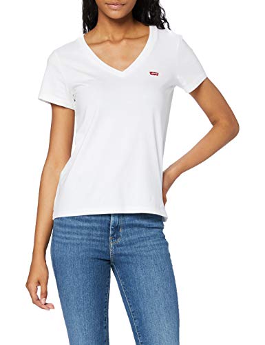 Levi's Vneck Camiseta, White (White + 0002), Medium para Mujer