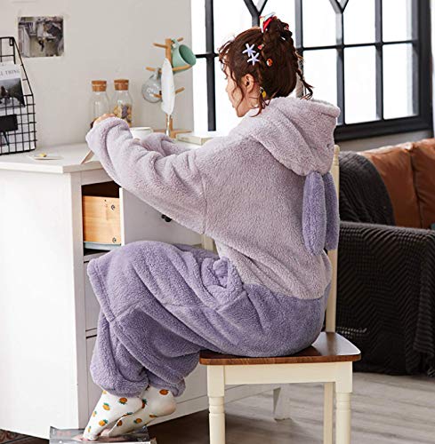 LEYUANA Conjunto de Pijamas de Franela para Mujer, cálida Sudadera con Capucha Ropa de Dormir Tops de Manga Larga + Pantalones Ropa de hogar Ropa de Dormir Suelta de Talla Grande XL Color1