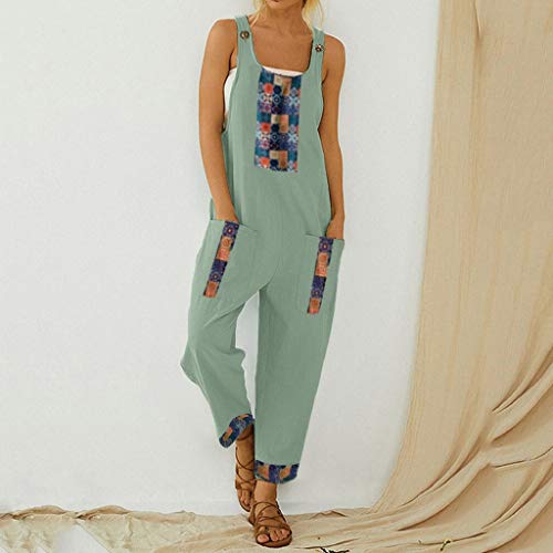 LianMengMVP Monos Largos de Moda Casual Tank Mono de Tirantes Mujer Vestir Pantalones con Bolsillo Mamelucos Estampado Geométrico Bohemio para Mujer Monos Jumpsuit 2020
