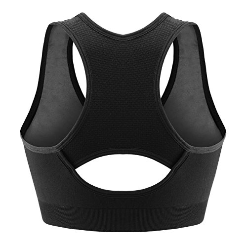 Libella Mujer Sujetador Deportivo Push Up Bustier con Amplio Correas Fitness Yoga Camisetas Sin Mangas 3765 Negro L/XL