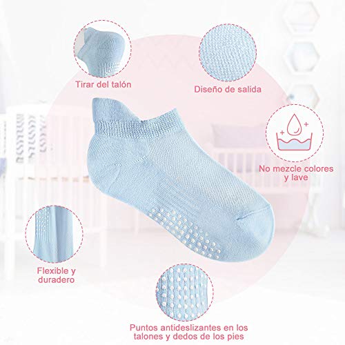 Licitn 12 Pares de Calcetines Antideslizantes para Niños - Calcetines para Bebés Unisex con Diseño de Malla, para 1-3 años(Colores múltiples)