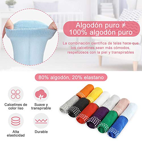 Licitn 12 Pares de Calcetines Antideslizantes para Niños - Calcetines para Bebés Unisex con Diseño de Malla, para 1-3 años(Colores múltiples)