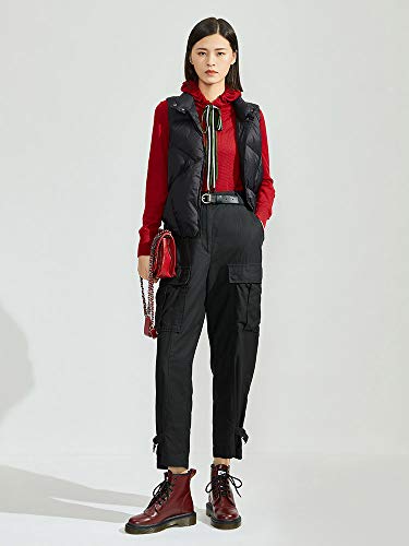 Ligera pie de cuello del chaleco de la chaqueta abajo, chaqueta corta de algodón señoras de invierno gruesa exterior del botón caliente desgaste collar de invierno al aire libre Puffer Chaleco,H,M