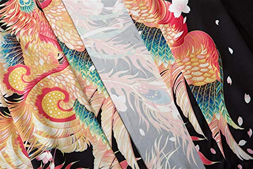 Lihcao Estilo Chino Phoenix Impresión De Baile Volar Siete Puntos De La Manga Vestido Japonés De Ukiyo (Color : Color, Size : L)