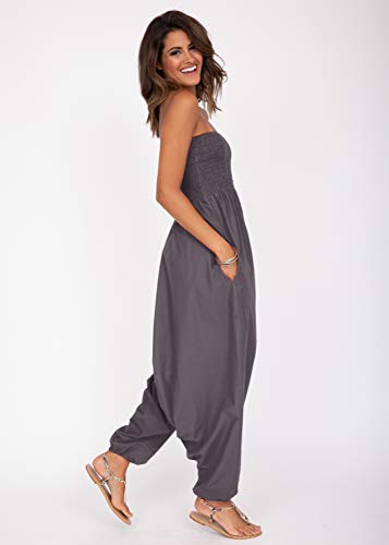 likemary Mono Largo Bandeau o pantalón Afgano de algodón 2 en 1 Gris