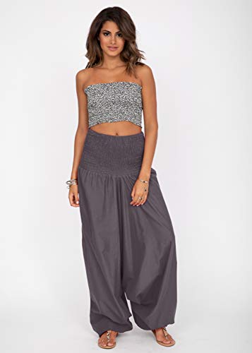 likemary Mono Largo Bandeau o pantalón Afgano de algodón 2 en 1 Gris