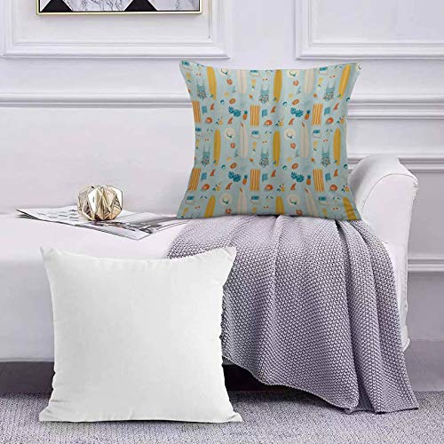 Lilatomer Funda de algodón 45 x 45 cm Artículos únicos de Verano repetitivos con patrón de Tabla de Surf Ice Cream Bikini Ana Sofá Throw Cojín Almohada Caso de la Cubierta para Sala de Estar 45x45cm