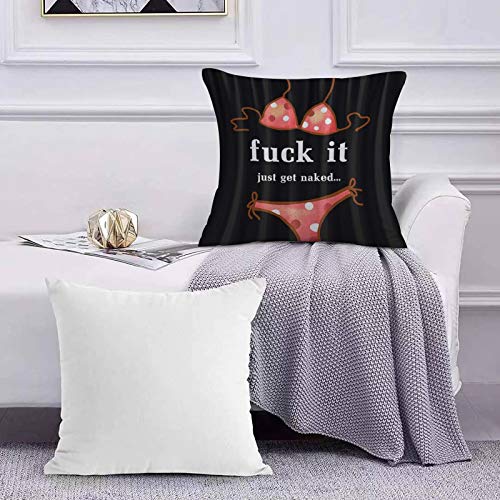 Lilatomer Funda de algodón 45 x 45 cm Diseño único Fuck it Sexy Girl 's Red Bikini Just Be Naked Ilustraciones Divertidas sob Sofá Throw Cojín Almohada Caso de la Cubierta para Sala de Estar 45x45cm