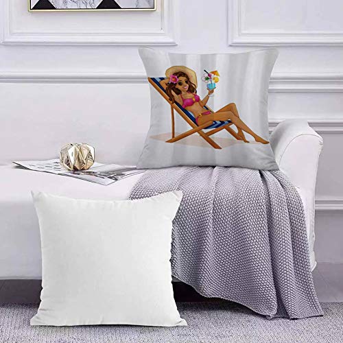 Lilatomer Funda de algodón 45 x 45 cm Ocio de Verano Bikini Girl, Sofá Throw Cojín Almohada Caso de la Cubierta para Sala de Estar 45x45cm