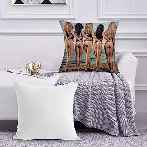 Lilatomer Funda de algodón 45 x 45 cm Sexy Mujer Bikini Las niñas Sofá Throw Cojín Almohada Caso de la Cubierta para Sala de Estar 45x45cm
