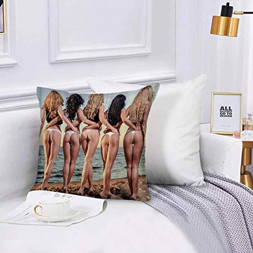 Lilatomer Funda de algodón 45 x 45 cm Sexy Mujer Bikini Las niñas Sofá Throw Cojín Almohada Caso de la Cubierta para Sala de Estar 45x45cm
