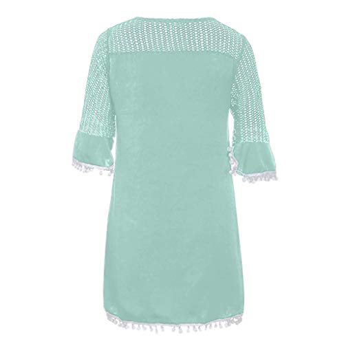 ღLILICATღ Mujer Vestido de Playa Vestido de Liso Beach Cover up Mangas Cortas Camisolas y Pareos Size S-XXL