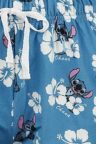 Lilo & Stitch Hawaii Mujer Pijama Blanco-Azul XXL, 100% algodón,