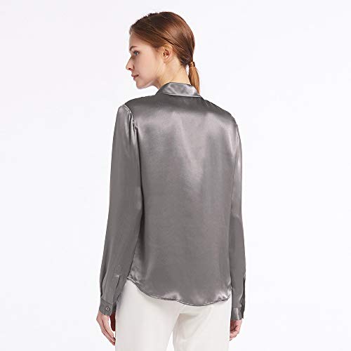 LilySilk - Blusa de seda para mujer, con botones ocultos de 22 momme, paquete múltiple. gris XXL