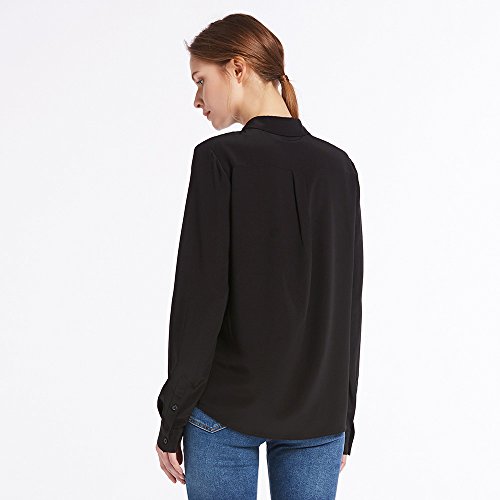 LilySilk Camisa Básica De Seda Natural De 18MM,Color Negro, Talla M