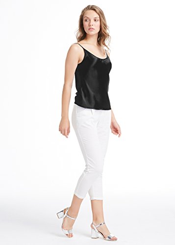 LilySilk Top Mujer Tirantes 100% Seda Natural de 19 MM Camiseta Tirantes para Niña Camisola Sencilla Camisa Tirante Preciosa Blusa Tirante Estilo Clásico, Negro L