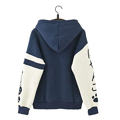 Linda Chicas Kawaii japonés Palabra Texto Dúo de Color Gato Kawaii Impresión Diseño Calentar Sudadera con Capucha de Verano