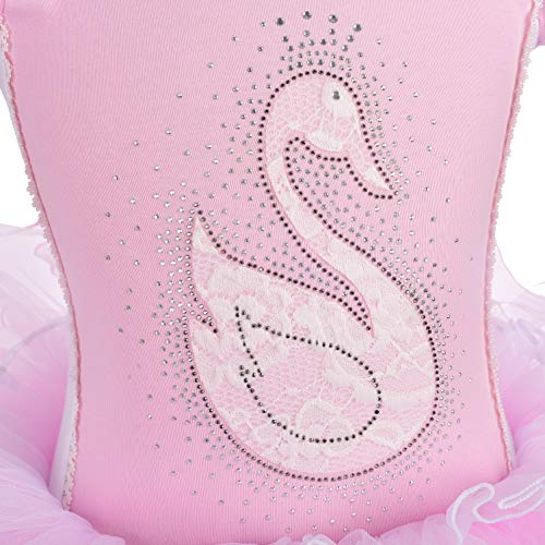 Lito Angels Tutú de Ballet Cisne para niña Ropa de Baile de Bailarina Trajes de Baile de Hadas Mangas abullonadas Talla 6-7 años Rosa