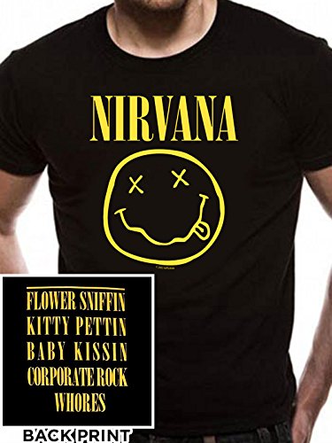 Live Nation - Camiseta con estampado con estampado con cuello redondo de manga corta para hombre, Negro, Large