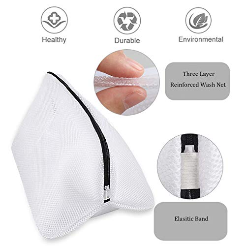 Liwein Saco Lavadora para Zapatos,4 Piezas Grande Malla Bolsas de Lavandería con Cremallera Bolsa de Lavado para Lencería Sujetadores Calcetines la Colada Secadora Almacenamiento Viaje(Negro Gris)