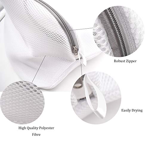 Liwein Saco Lavadora para Zapatos,4 Piezas Grande Malla Bolsas de Lavandería con Cremallera Bolsa de Lavado para Lencería Sujetadores Calcetines la Colada Secadora Almacenamiento Viaje(Negro Gris)