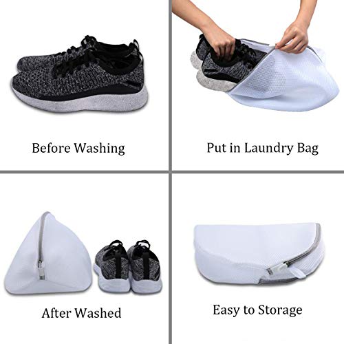 Liwein Saco Lavadora para Zapatos,4 Piezas Grande Malla Bolsas de Lavandería con Cremallera Bolsa de Lavado para Lencería Sujetadores Calcetines la Colada Secadora Almacenamiento Viaje(Negro Gris)