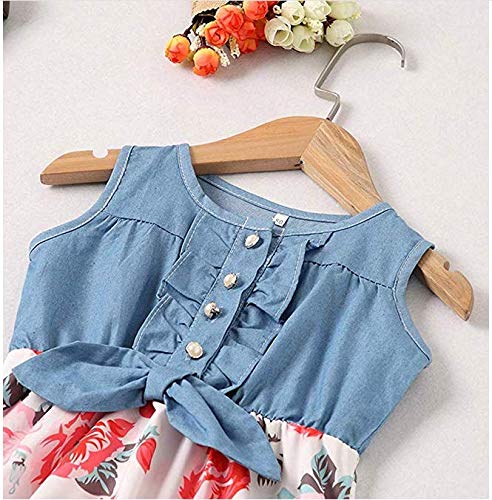 Loalirando Madre e Hija Vestidos de Verano Estampado Floral Vestidos Familiares Mangas Cortas Vestido de Princesa Niña/Vestidos Elegantes