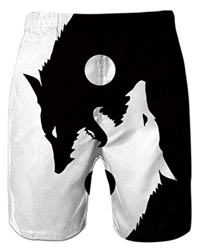 Lobo Bañador para Hombre Deporte Secado Rápido Bañadores Natación Surf Calzoncillos Hawaiano Secado rápido Suave Cortocircuitos De La Playa XXL