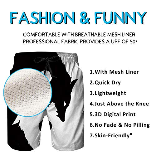 Lobo Bañador para Hombre Deporte Secado Rápido Bañadores Natación Surf Calzoncillos Hawaiano Secado rápido Suave Cortocircuitos De La Playa XXL