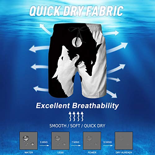 Lobo Bañador para Hombre Deporte Secado Rápido Bañadores Natación Surf Calzoncillos Hawaiano Secado rápido Suave Cortocircuitos De La Playa XXL
