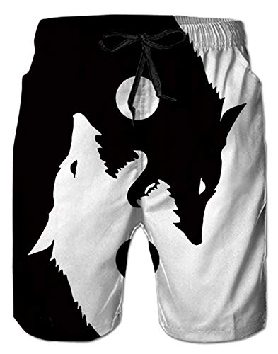 Lobo Bañador para Hombre Deporte Secado Rápido Bañadores Natación Surf Calzoncillos Hawaiano Secado rápido Suave Cortocircuitos De La Playa XXL