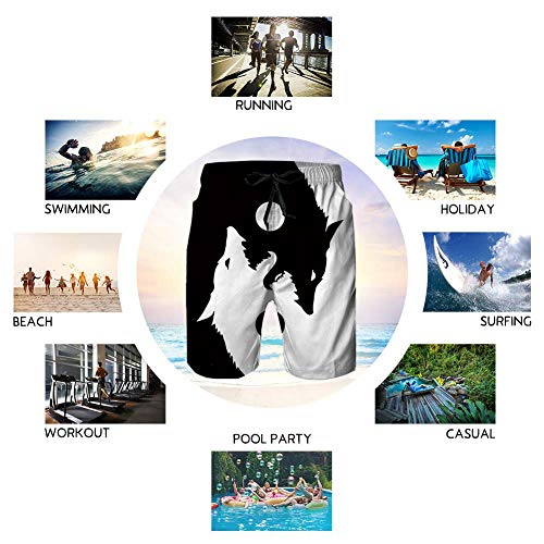 Lobo Bañador para Hombre Deporte Secado Rápido Bañadores Natación Surf Calzoncillos Hawaiano Secado rápido Suave Cortocircuitos De La Playa XXL