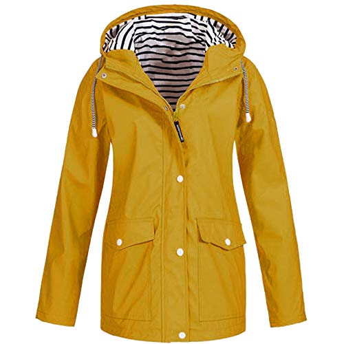 Logobeing Chaquetas Jersey Sudaderas Mujer Abrigos Mujer Tallas Grandes Chaqueta Impermeable para Lluvia Aire Libre y Impermeable, a Prueba de Viento (M, Amarillo)