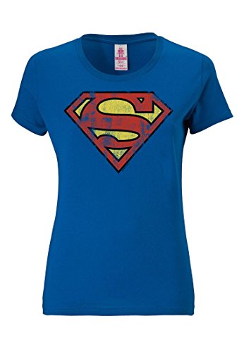 Logoshirt Camiseta para Mujer Superman Logotipo - DC Comics - Superman Logo - de Color - Azul - Diseño Original con Licencia, Talla XS