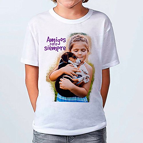 LolaPix - Camiseta Kids Personalizada con tu Foto, diseño o Texto, Original y Exclusivo. Camiseta Blanca Impresa a Todo Color para niños y niñas. Tacto Algodon. Distintas Tallas. Talla 11-12