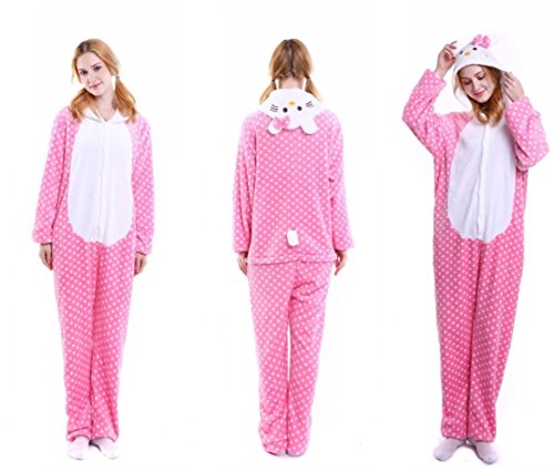 Lolidress - Pijama de una pieza - para mujer Beige Pink Hello Kitty Cat M