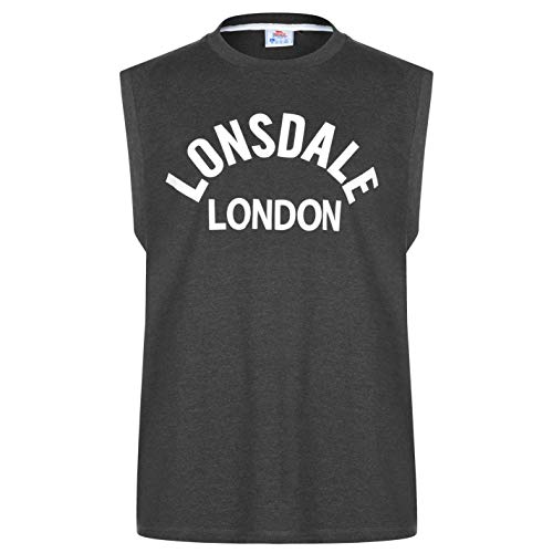 Lonsdale – Camiseta de tirantes para hombre, cuello redondo, algodón, sin mangas, para boxeo, artes marciales mixtas gris XXXXL
