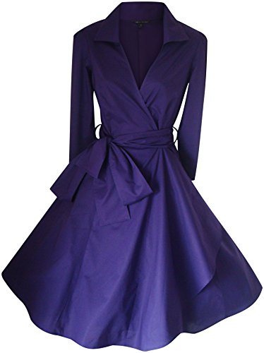 Look for the Stars, vestido de noche, vintage, Rockabilly, elegante, años 50, falda, mujer, cóctel, talla 34 a 56 morado 40