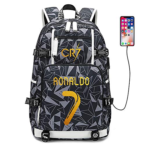 Lorh's store Jugador de fútbol Estrella Cristiano Ronaldo Mochila multifunción CR7 Estudiante de Viaje Mochila fanáticos del fútbol Mochila para Hombres Mujeres (Estilo 7)