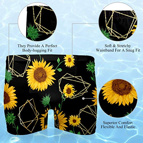 Lorvies Golden Polygonal Shapes and Sunflower - Bañador tipo bóxer para hombre de secado rápido, talla S multicolor XXX-Large