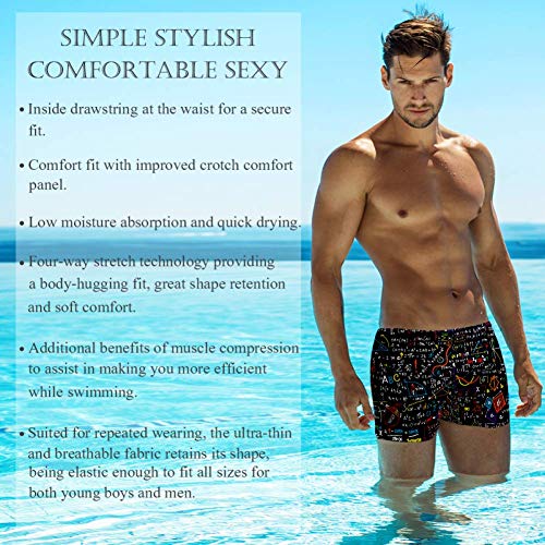 LORVIES Matemáticas Lineales Matemáticas Educación Círculo Geométrico Parcelas Hombres Swim Boxer Briefs Corto Cuadrado Pierna Traje de baño de secado rápido, S