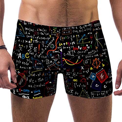LORVIES Matemáticas Lineales Matemáticas Educación Círculo Geométrico Parcelas Hombres Swim Boxer Briefs Corto Cuadrado Pierna Traje de baño de secado rápido, S