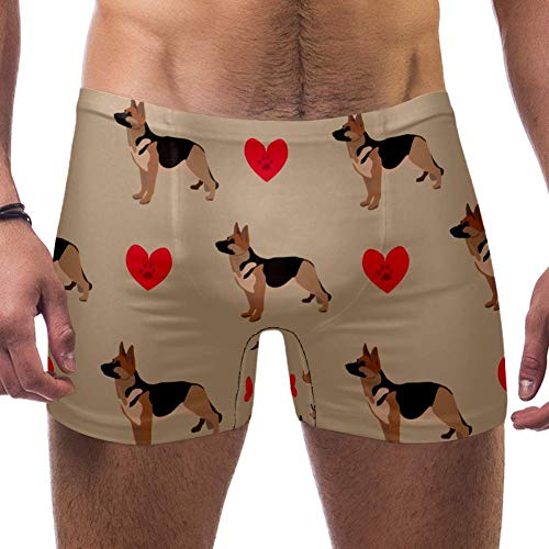 Lorvies perro pastor alemán con patas, patrón de corazones para hombre, bañador corto de pierna cuadrada, bañador de secado rápido, S multicolor XL