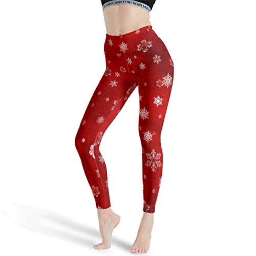 LPLoveYogaShop Leggings vintage para niña, diseño de copos de nieve, color rojo blanco XXXXL