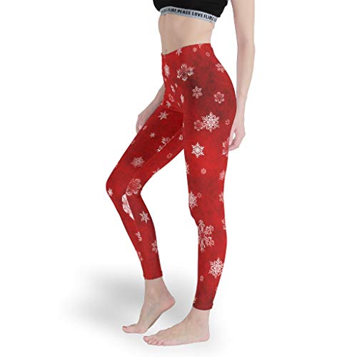 LPLoveYogaShop Leggings vintage para niña, diseño de copos de nieve, color rojo blanco XXXXL