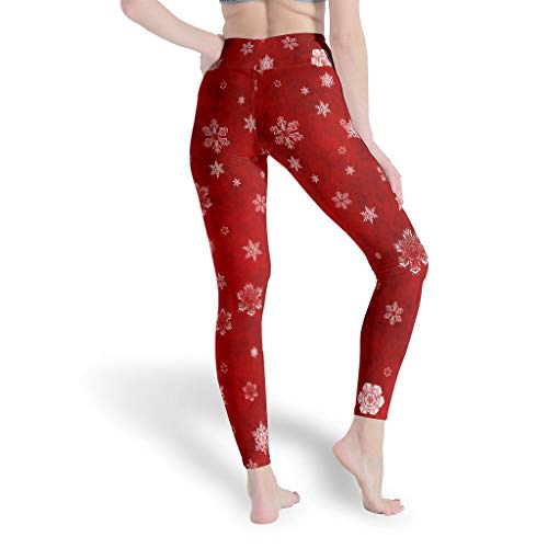 LPLoveYogaShop Leggings vintage para niña, diseño de copos de nieve, color rojo blanco XXXXL
