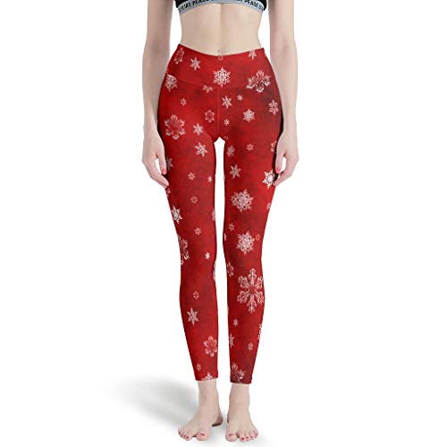 LPLoveYogaShop Leggings vintage para niña, diseño de copos de nieve, color rojo blanco XXXXL