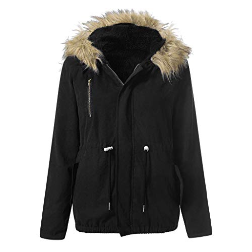 Luckycat Abrigos de Algodón para Mujeres, Parka Invierno Chaqueta Acolchada Caliente Cazadoras De Plumas Calor Grueso Cremallera Manga Larga Trench Chaquetas con Capucha De Piel