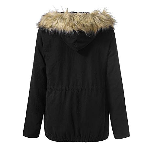 Luckycat Abrigos de Algodón para Mujeres, Parka Invierno Chaqueta Acolchada Caliente Cazadoras De Plumas Calor Grueso Cremallera Manga Larga Trench Chaquetas con Capucha De Piel