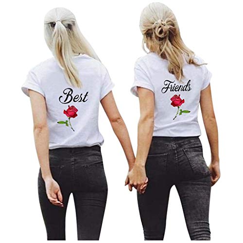 Luckycat Best Friend T-Shirt Impresión de Manga Corta Regalo de San Valentín Camisa Casual para Amante Camiseta de los Pares Dulce para Parejas como Regalos